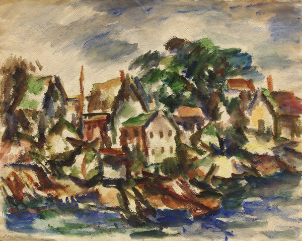 Works on Paper, Boris Deutsch: (lot of 10) Unframed works on paper, Abstracts, Portraits, Figures, and Landcapes by Boris Deutsch (Californian, 1892-1978), most signed and dated, 1920s-1970s, largest overall: 17''h x 14''w. Provena