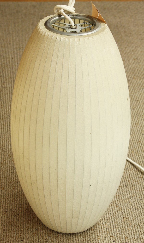 George Nelson bubble lamp: George Nelson for Herman Miller large cigar bubble lamp, circa 1960, retains original label (bubble lighting fixtures, bubble ink, Zeland, MI) 22''h x 10''