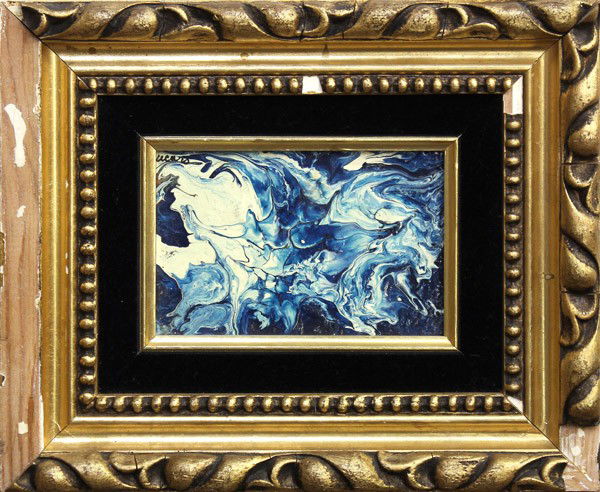 Painting, Pascal Cucaro, Abstract: Framed oil on board, Blue Abstract, by Pascal Cucaro (Californian, 1915-2004), signed ''Cucaro'' upper left, overall: 9.5''h x 11.5''w