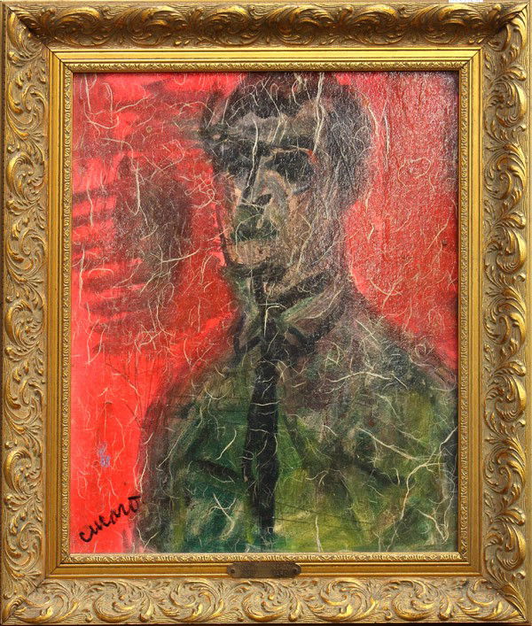 Painting, Pascal Cucaro, Portrait Man: Framed oil on board, Man in Green, by Pascal Cucaro (Californian, 1915-2004), signed ''Cucaro'' lower left, overall: 25.5''h x 21.5''w