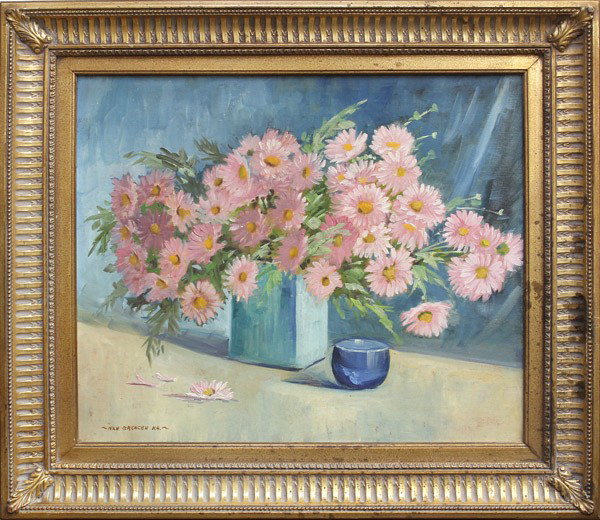 Painting, Nan Greacen, Still LIfe: Framed oil on board, Still Life, by Nan Greacen (American, 1909-1999), signed ''Nan Greacen NA'' lower right, overall: 27''h x 31.25''w