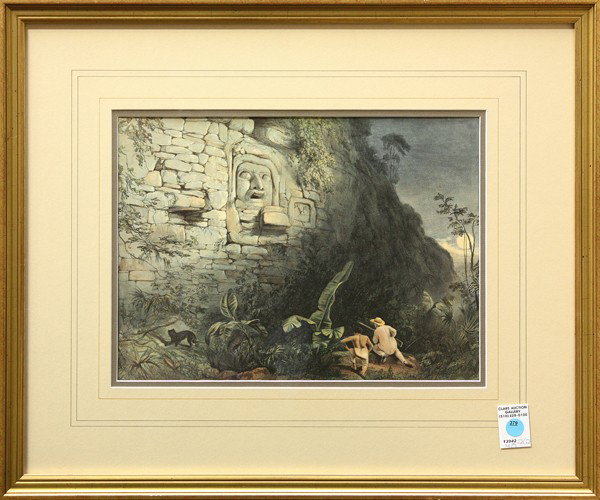 Pair of prints, Mayan Ruins: (Lot of 2) Framed color lithographs, Mayan Ruin Scenes, 20th century, unsigned, overall (each): 22''h x 26''w