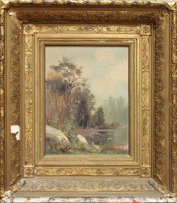 Paintings, Landscape with Streams, 19th c.: (Lot of 2) Framed oils on canvas, Landscapes with Streams, Continental School, 19th century, unsigned, largest overall: 29''h x 34.5''w