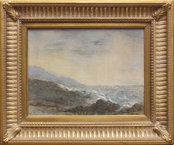 Painting, Austin Cullen Brown, Santa Barbara: Framed oil on canvas, ''Rainy Day on the River Between Santa Barbara and Rincon,'' 1926, Austin Cullen Brown (Californian, 1893-1960), signed lower right, overall: 19.25''h x 23.25''w