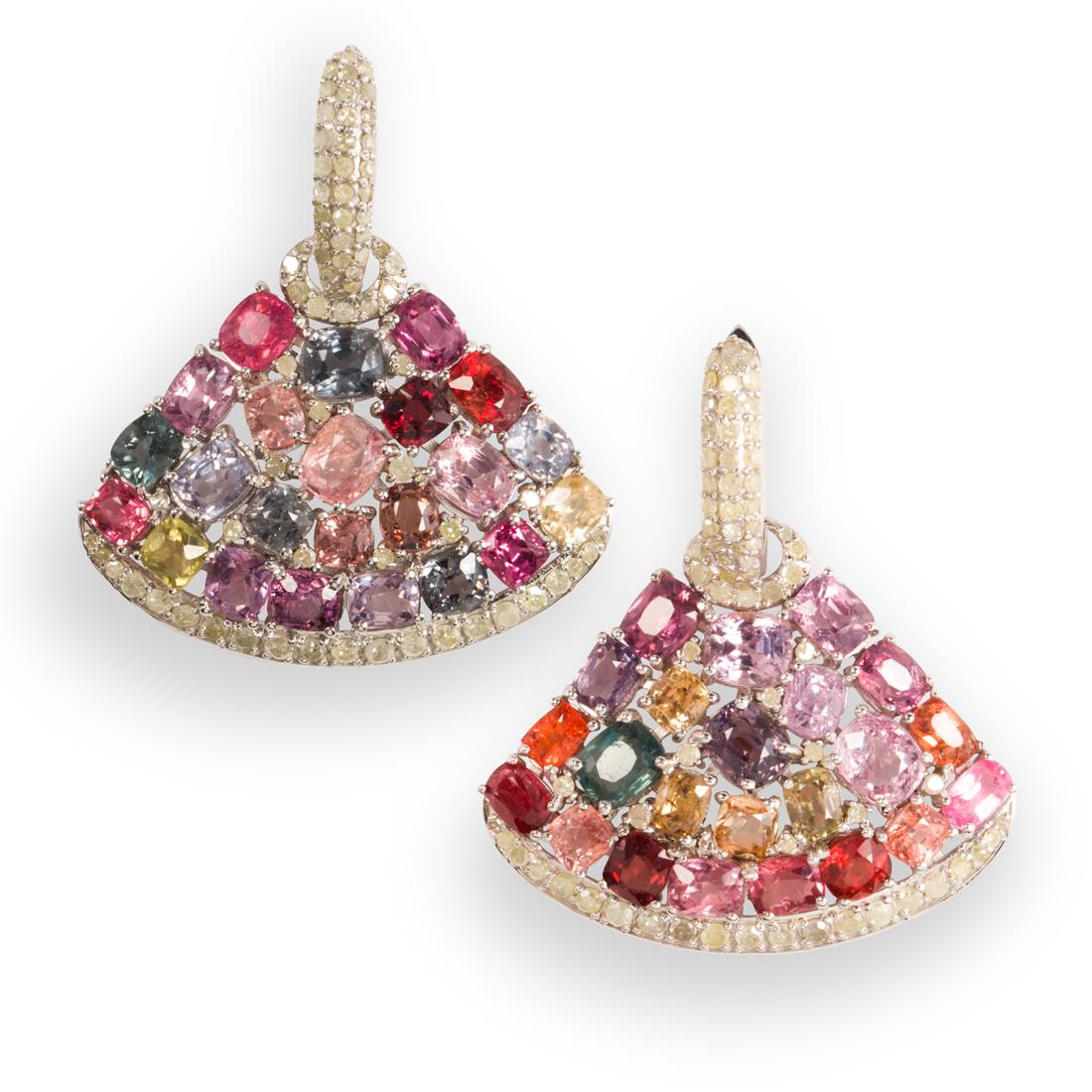 A pair of spinel and diamond earrings (1 of 1)
