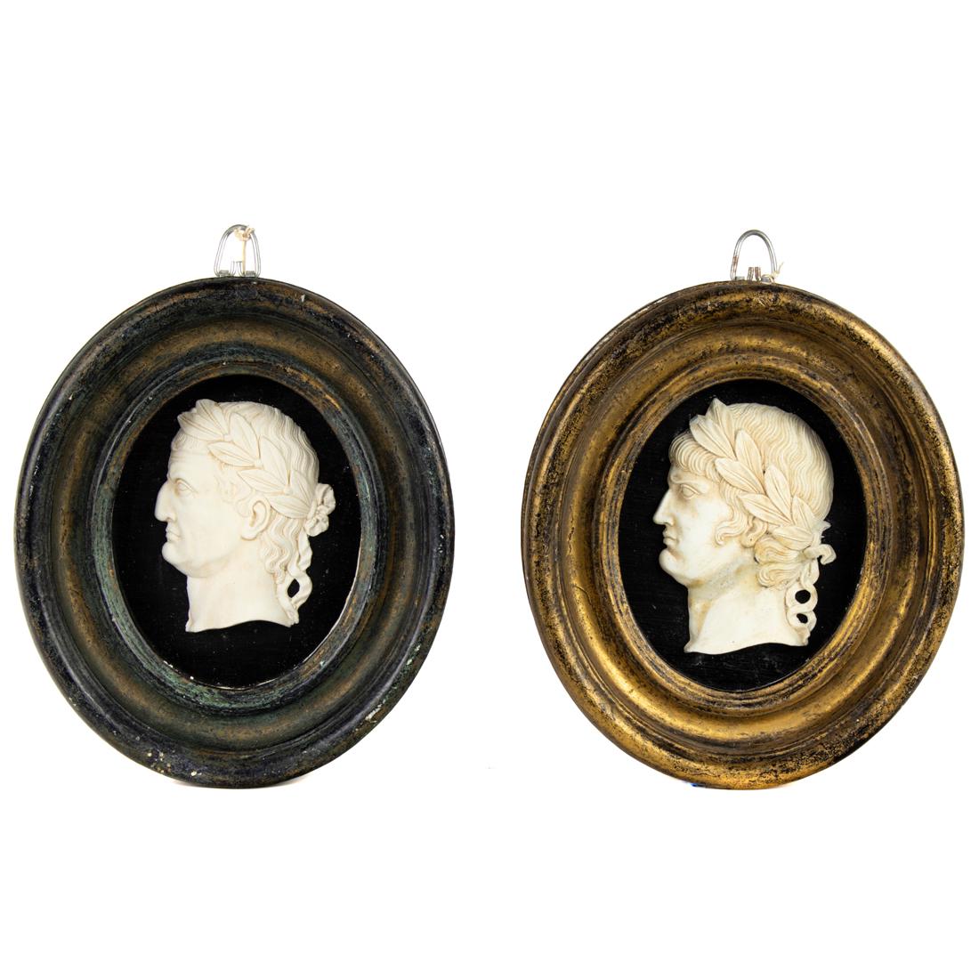 A pair of Grand Tour style plaster relief busts of Roman emperors (1 of 2)