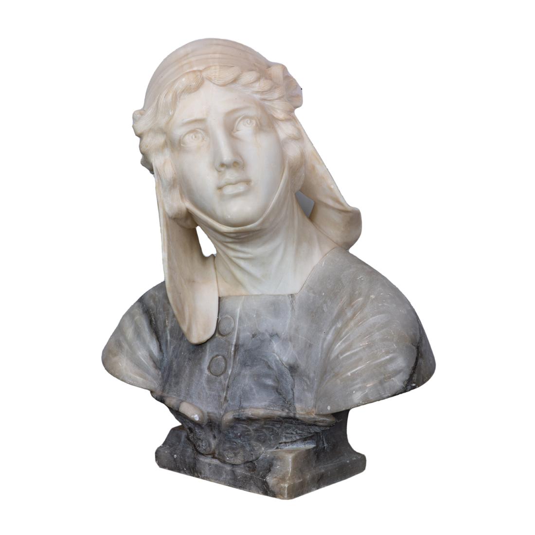 An Italian alabaster bust of a young woman (1 of 3)