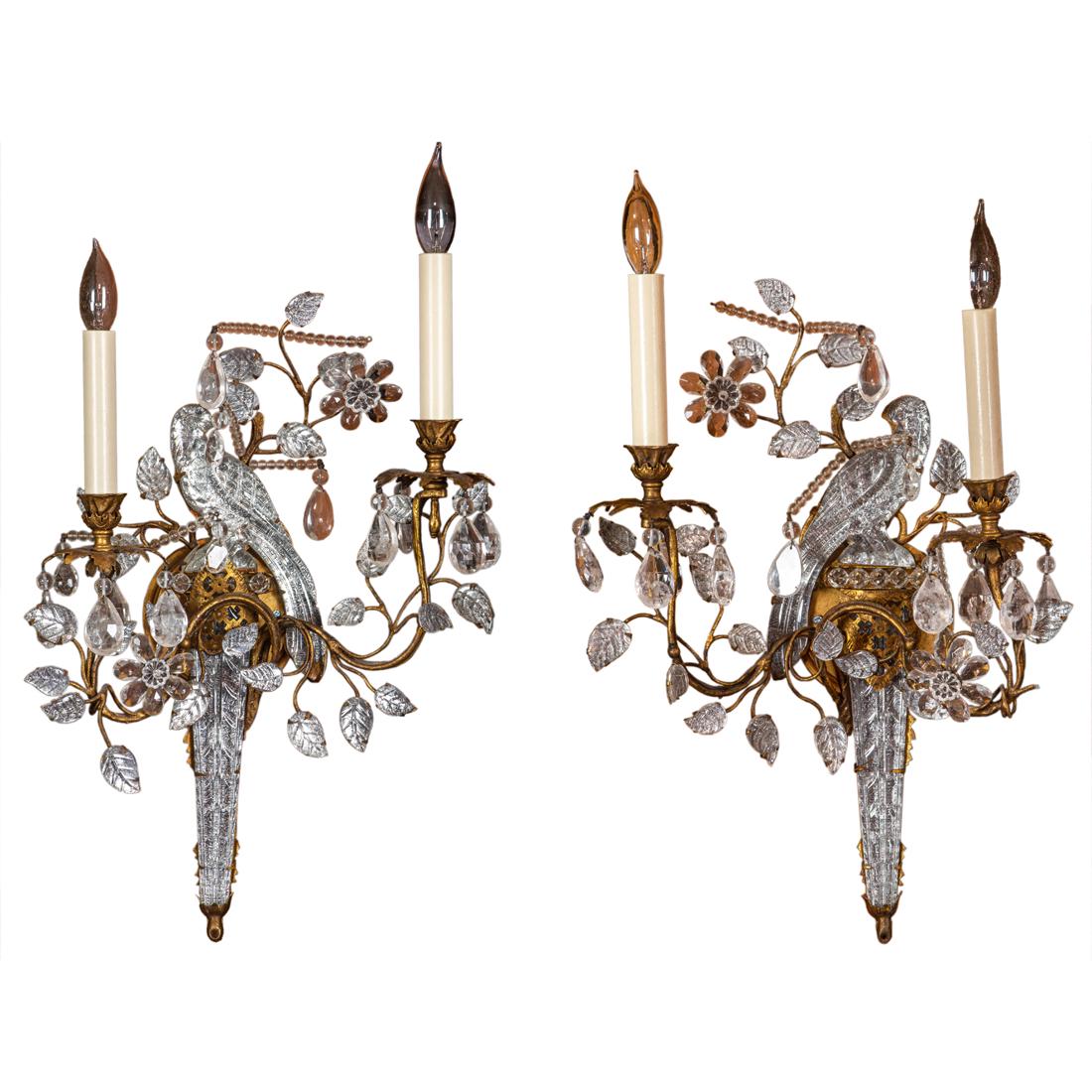 A pair of French Maison Bagues style crystal sconces (1 of 3)