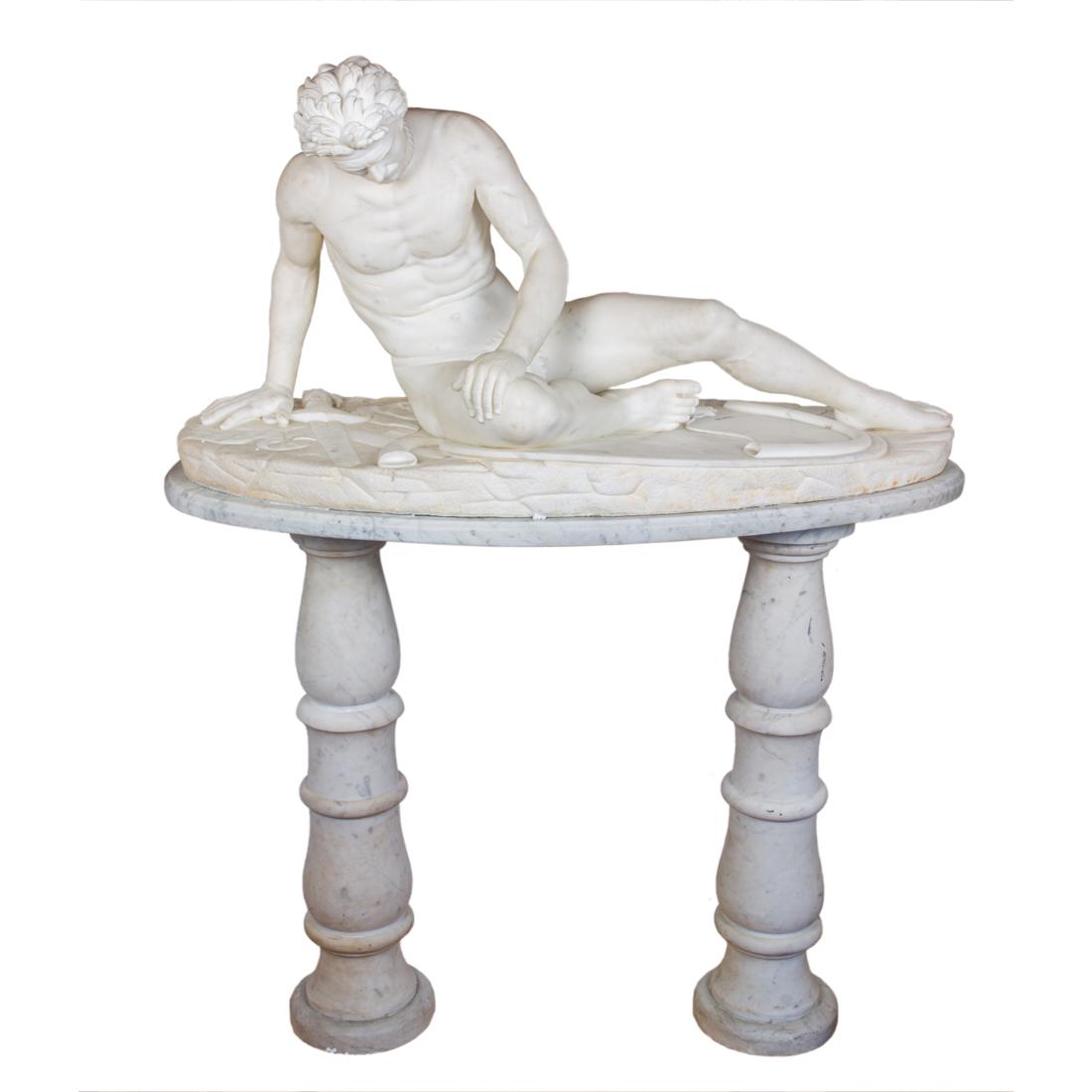 A large Italian marble figure of the Dying Gaul on pedestal after the Antique (1 of 3)