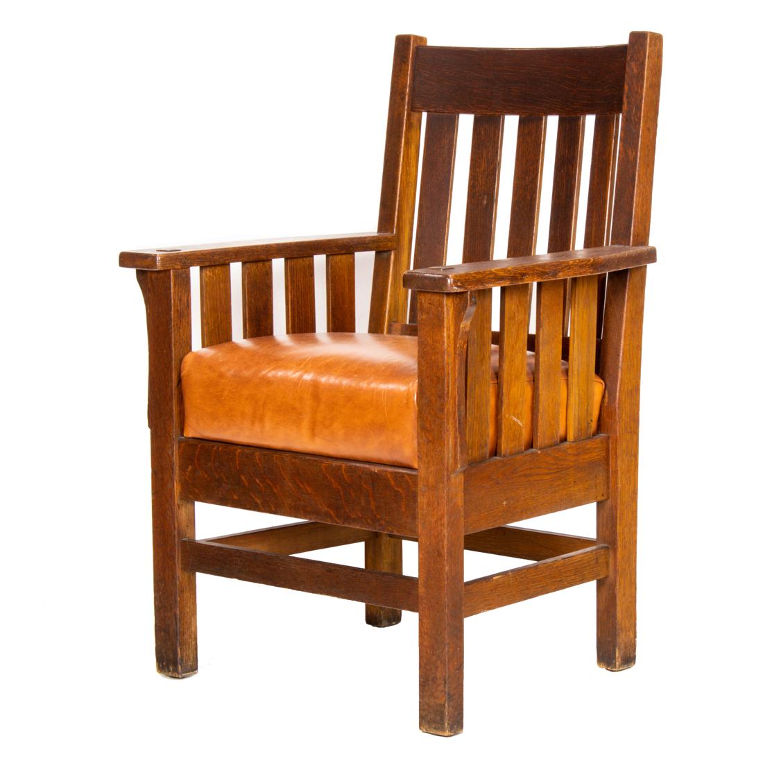 A JM Young Arts and Crafts quartersawn oak armchair (1 of 3)
