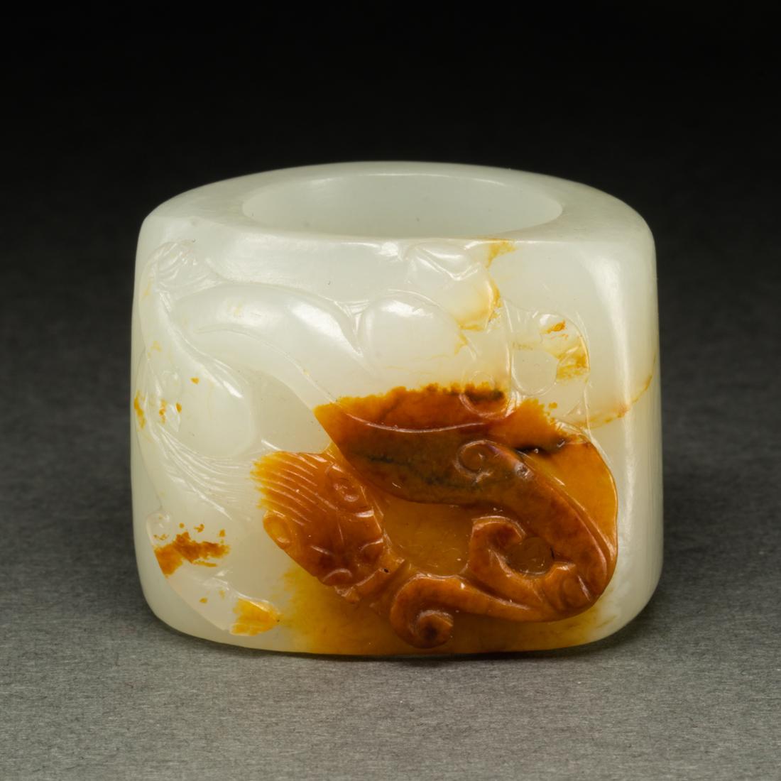 Chinese white and russet jade archer's ring (1 of 2)