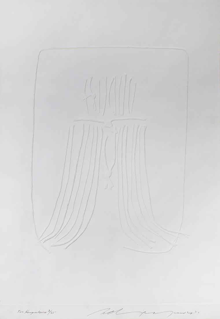 Print, Adja Yunkers: Adja Yunkers (American/Latvian, 1900-1983), "The King in White," 1977, embossed etching, pencil signed and dated lower right, titled lower left, edition 3/25, image: 27.5"h x 20.75"w, overall (sheet/u