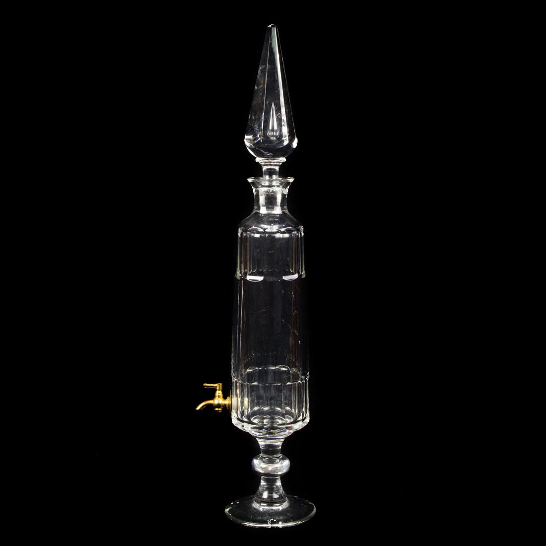 Val St. Lambert cut glass decanter or liqueur fountain fitted with spigot (1 of 2)