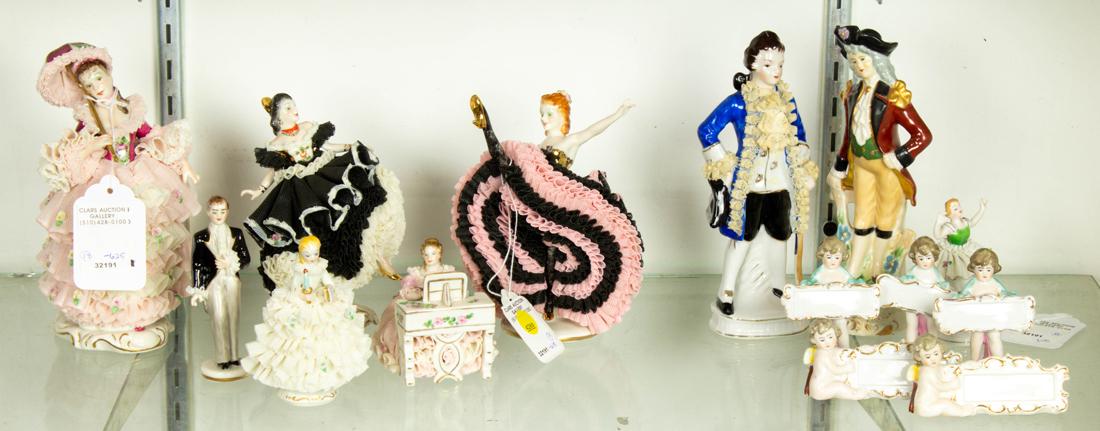 (Lot of 14) Six Irish Dresden porcelain crinoline figures (1 of 1)