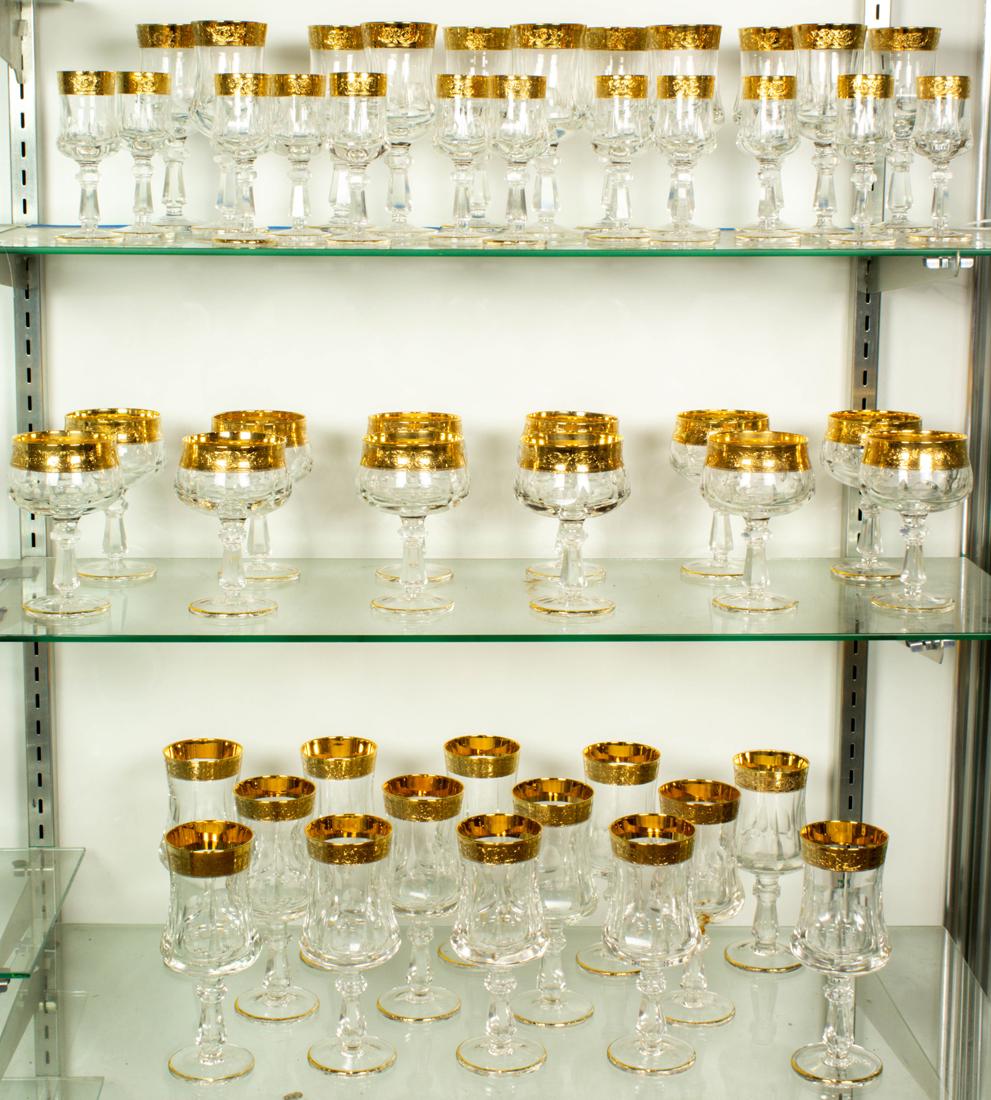 (Lot of 49) Suite of gilt rimmed cut glass stemware (1 of 1)