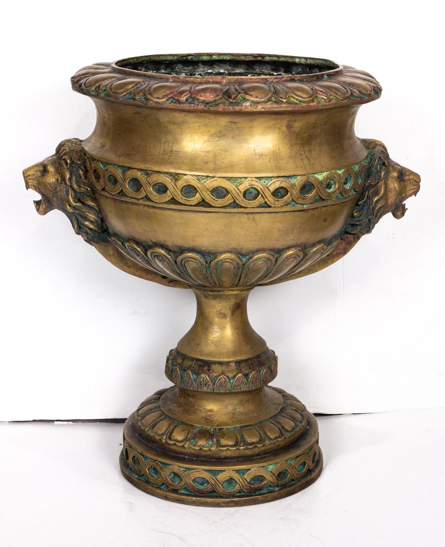 Neoclassical style brass garden urn (1 of 1)
