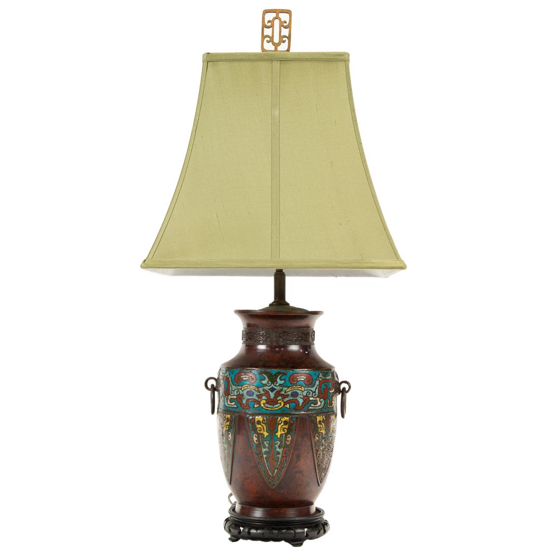 Arts and Crafts patinated bronze table lamp in the Asian taste circa 1920 (1 of 3)