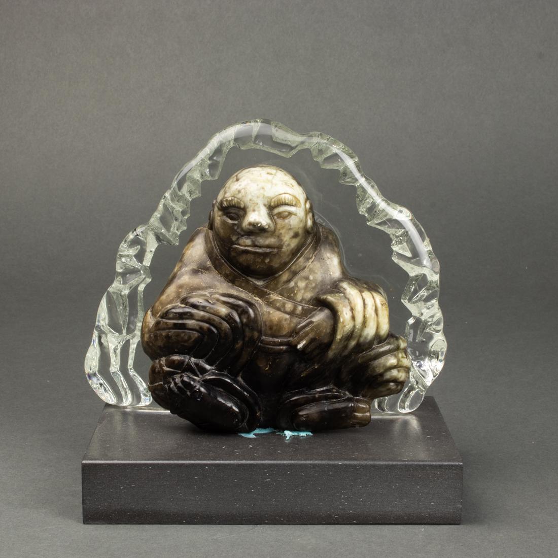 Japanese stone carved Buddha (1 of 2)