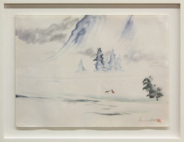 Watercolor, Chiura Obata, Yosemite: Framed watercolor, ''Yosemite,'' by Chiura Obata (Japanese/Californian, 1885-1975), signed/stamped ''Chiura Obata'' lower right, gallery title label affixed verso (Susannah Hays Gallery, Berkeley, CA)