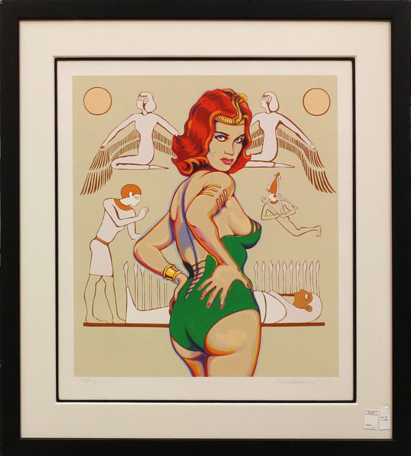 Lithograph, Mel Ramos, The Nile Queen: Framed lithograph, ''The Nile Queen,'' by Mel Ramos (American, b. 1935), pencil signed ''Mel Ramos'' lower right, pencil numbered edition of 199 lower left, image: 28''h x 25''w, overall: 43''h x 38.7