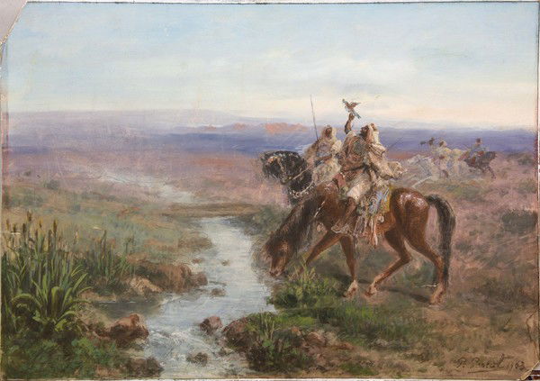 Pastel, Paul Pascal, Orientalist Landscape: Unframed pastel and gouache on paper board, Orientalist Landscape, 1903, by Paul Pascal (French, 1832-c.1903), signed and dated ''P. Pascal, 1903'' lower right, overall: 18''h x 25''w