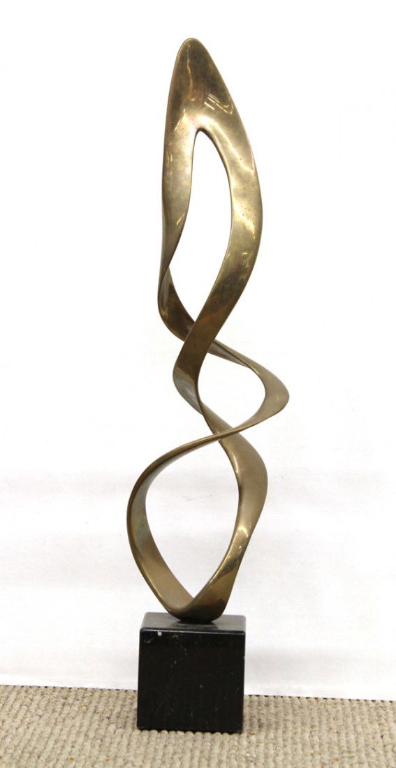 Bronze, Tom Bennett/Bennett Bros, Crescendo: Bronze sculpture, ''Crescendo,'' 1987, by Tom Bennett/Bennett Brothers (Californian, 20th Century), signed and dated ''Tom Bennett '87'' lower bottom, edition 75/150, black marble (cube) base, overall