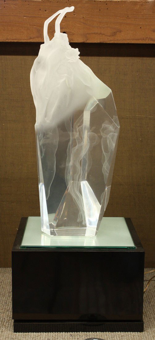 Sculpture, Frederick Hart, Spirit of Victory: Lucite sculpture, ''Spirit of Victory,'' 1991, by Frederick Hart (American, 1943-1999), signed and dated ''1991 Hart'' lower bottom, Edition 258/400, lucite (clear and black) base, sculpture dimension