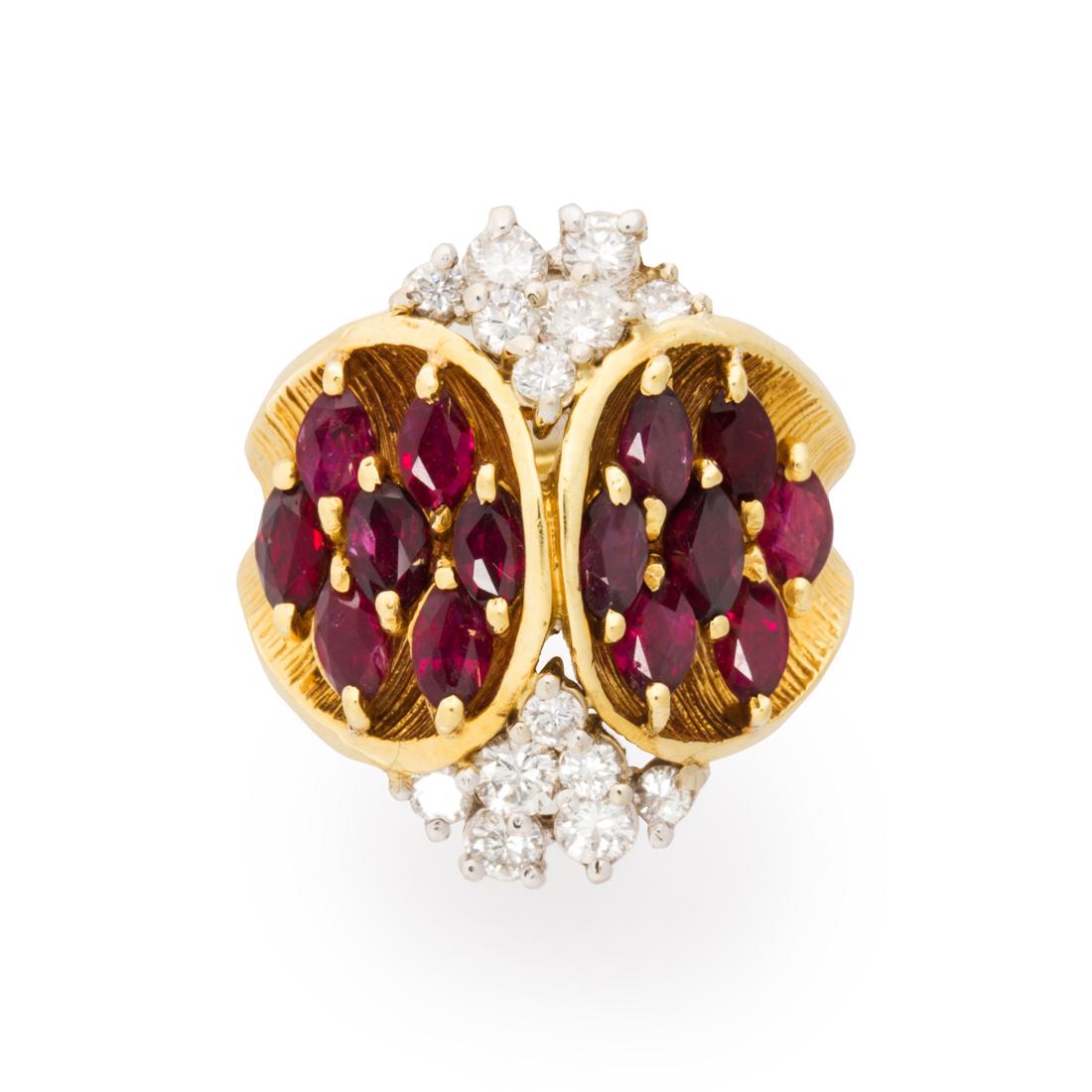 A ruby, diamond and eighteen karat gold ring (1 of 2)