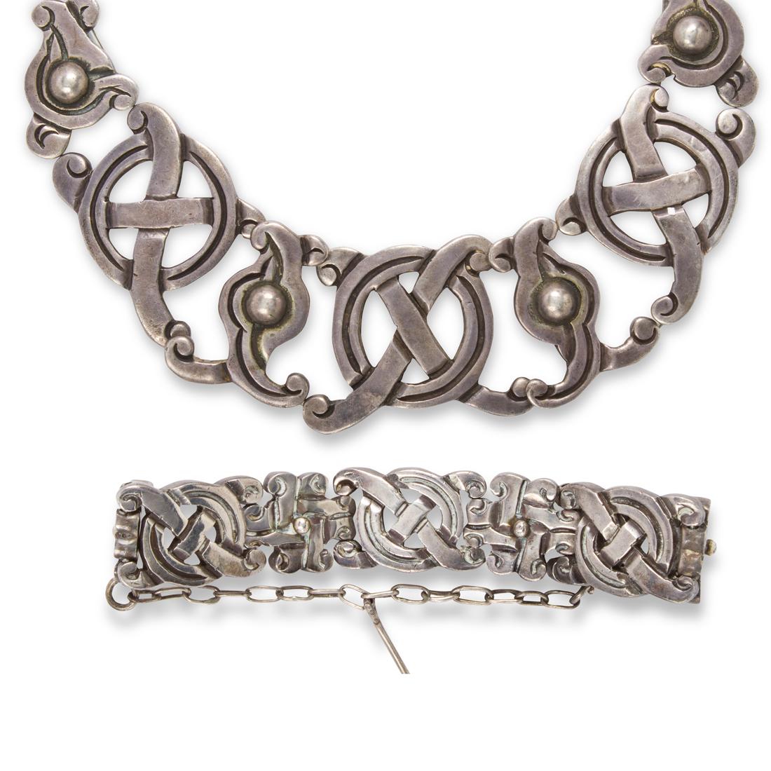 A sterling silver necklace and bracelet suite, Spratling (1 of 8)