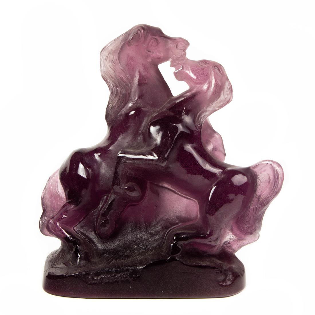 Daum, Cavales Equestrian Group: Daum, Cavales Equestrian Groupdesigned by Alexis Hinsberger, pate de verre glass, limited edition 75 of 300, engraved 'Daum France' and '75/300', relief molded artist's signature, includes certificate