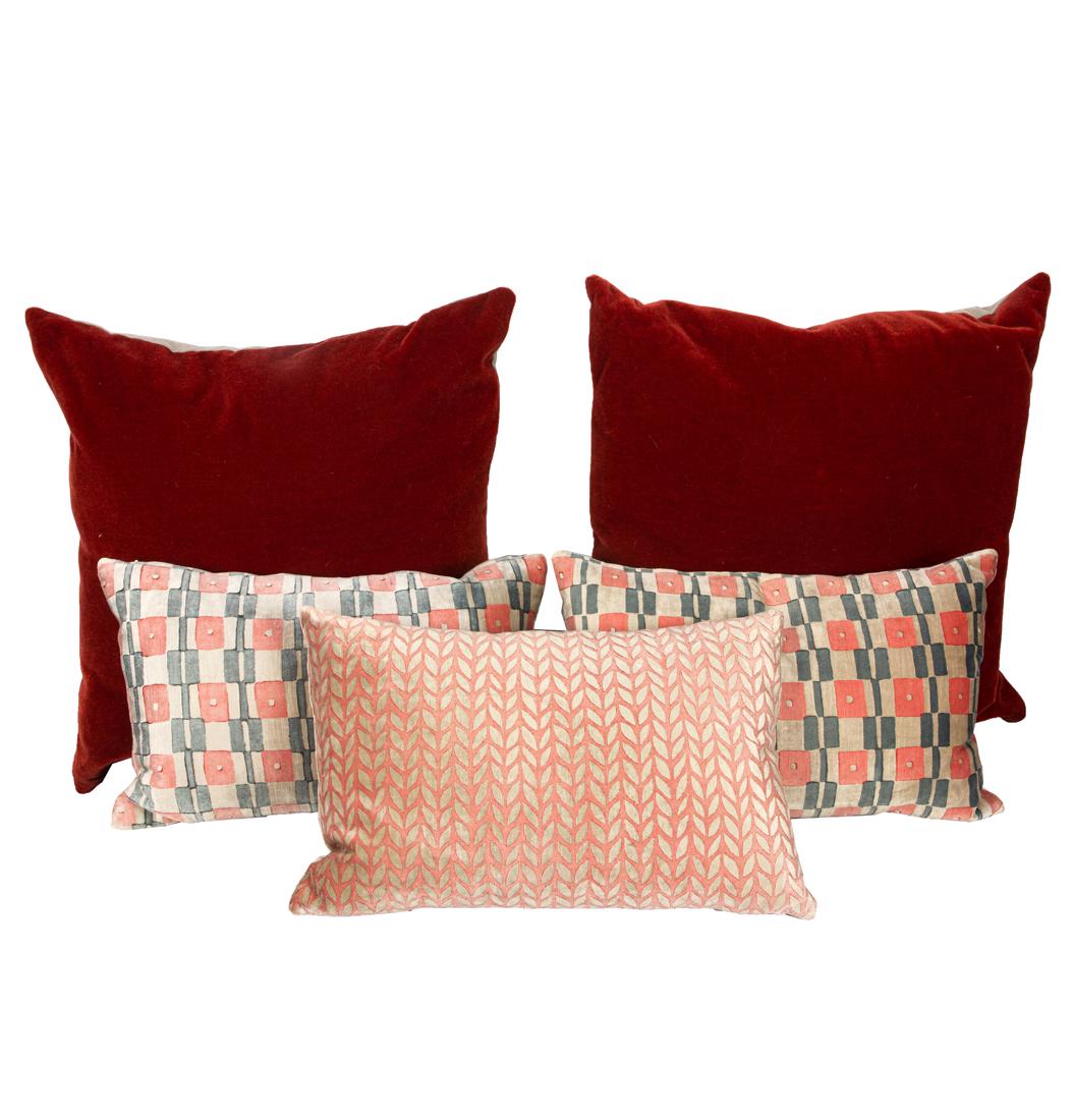 Contemporary, Cumbre pillows, suite of 4: Contemporary, Cumbre pillows, suite of 4 velvet and mohair, largest: 20"h x 23"w