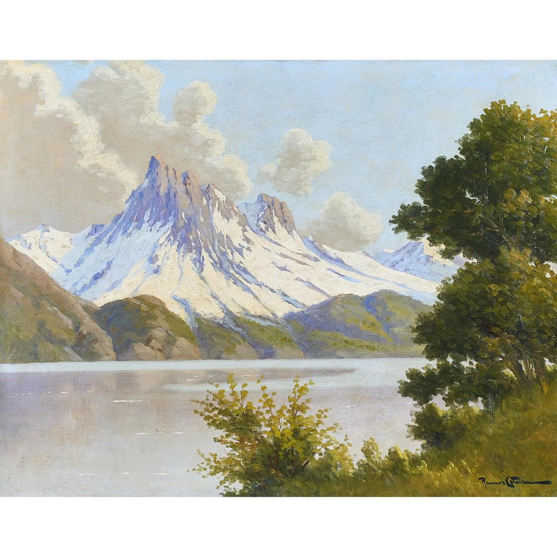 Painting, Benito Ramos Catalan: Benito Ramos Catalan (Chilean, 1888-1961), "Straights of Magellan," oil on canvas, signed lower right, sight: 28.75"h x 36.5"w, overall (with frame): 34.5"h x 41.75"w