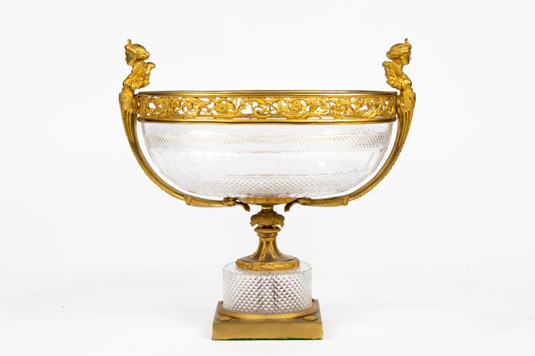 A Neoclassical style gilt bronze mounted cut glass centerpiece bowl (1 of 3)