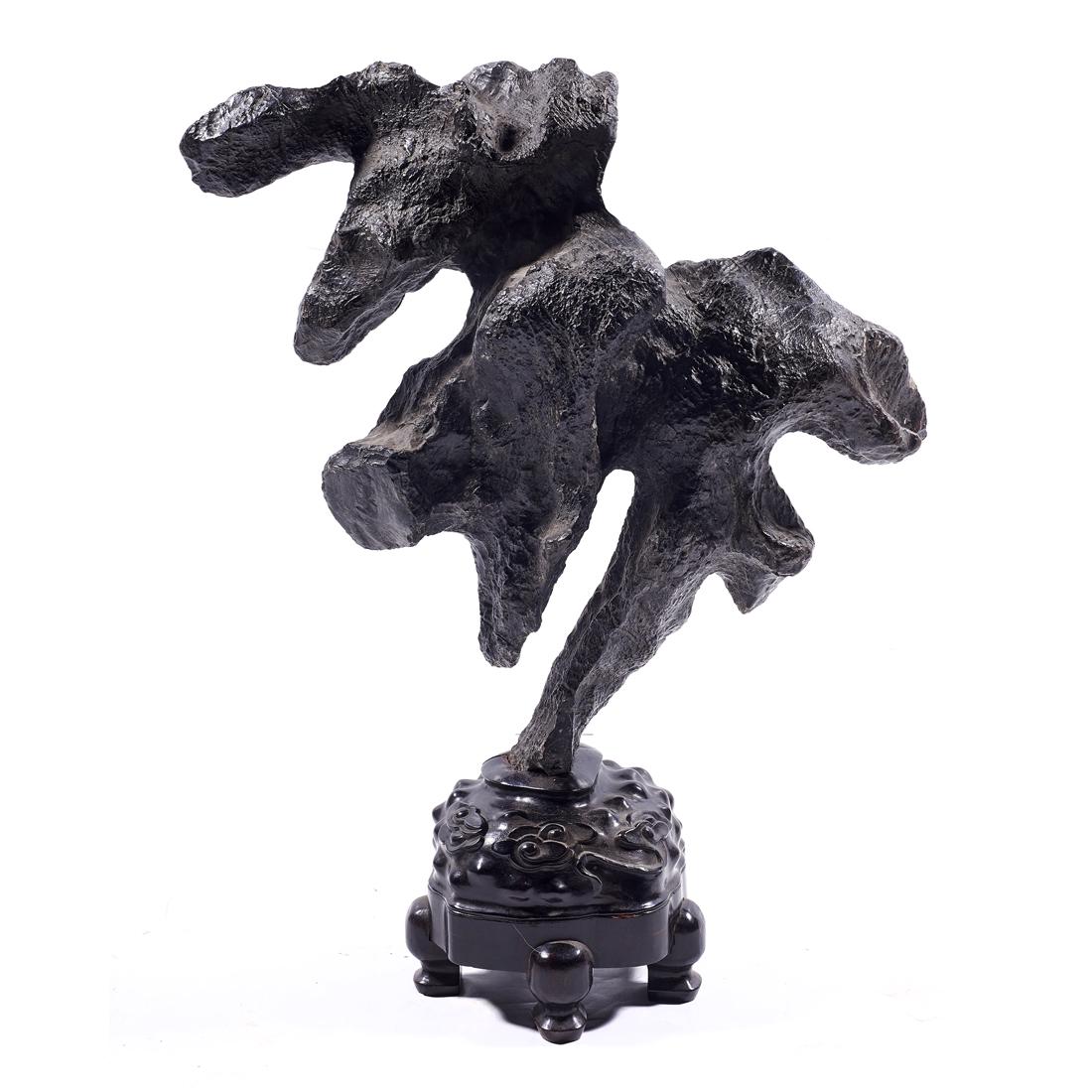 Chinese black Lingbi limestone scholar's rock (1 of 2)