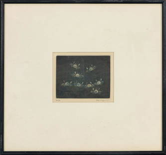 Print, Yozo Hamaguchi: Yozo Hamaguchi (Japanese, 1909-2000), Eight Crabs, mezzotint, signed lower right, edition 36/50, overall (with frame): 11"h x 11.75"w