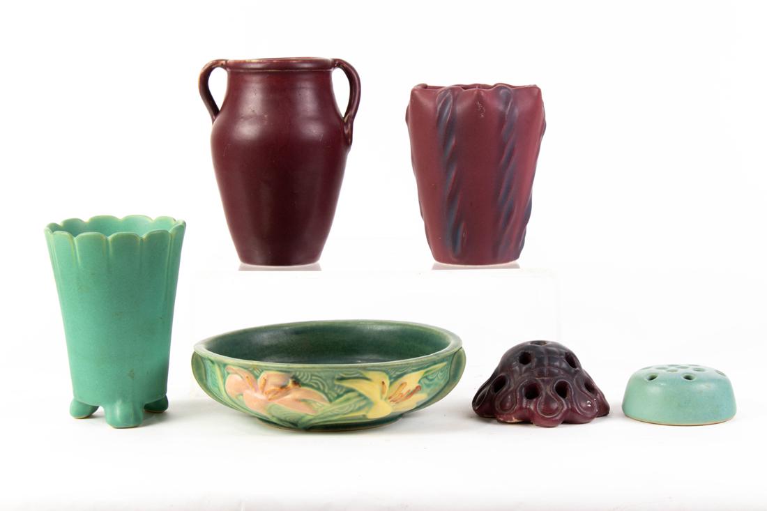 (Lot of 6) American art pottery, including Van Briggle, Weller and Roseville (1 of 1)