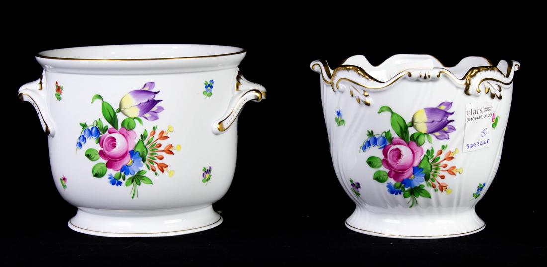 Two Herend porcelain cache pots or jardineres in the Printemps pattern (1 of 1)
