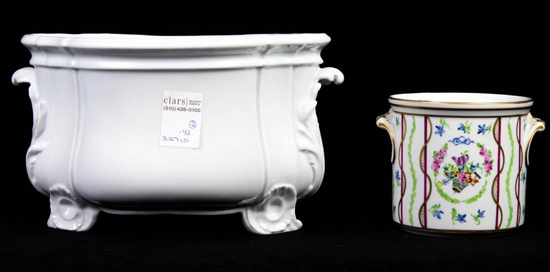 (Lot of 2) Carl Thieme Dresden porcelain cache pot and a Porcelaine de Paris porcelain jardiniere (1 of 1)