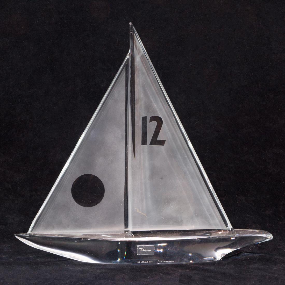 Daum clear and frosted glass Regate sailboat (1 of 1)
