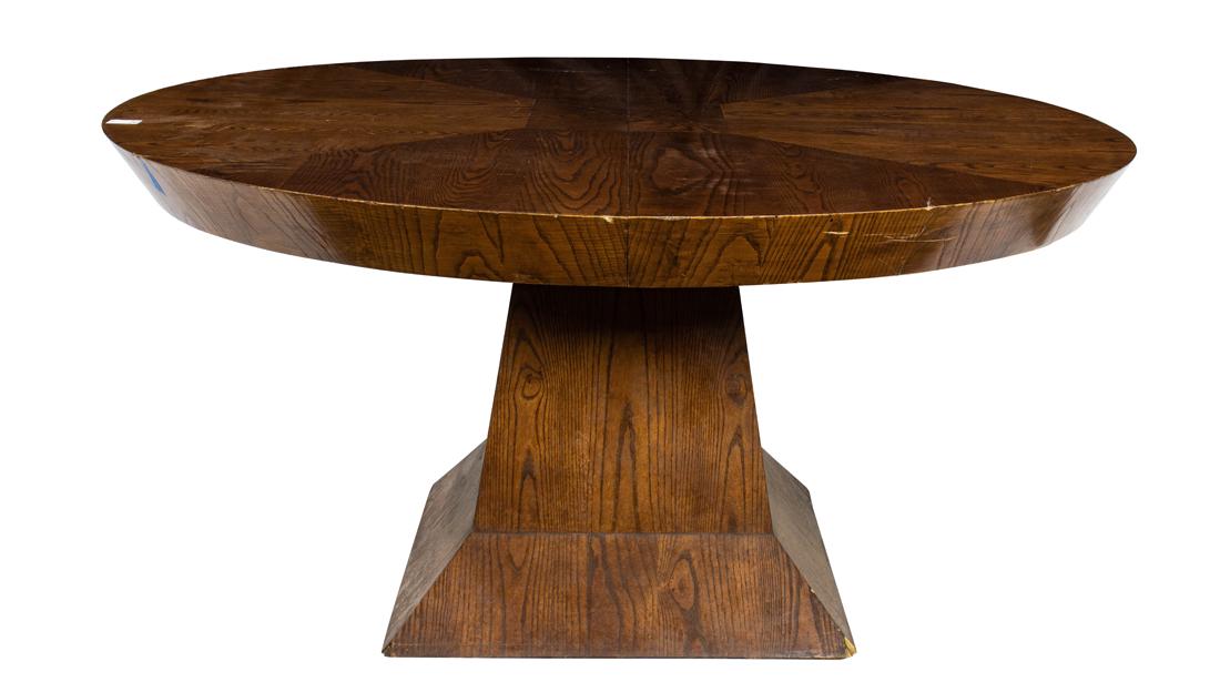 Emanuel Morez dining table, having an oak pie crust top above the pedestal   31"h x 60"w (1 of 2)