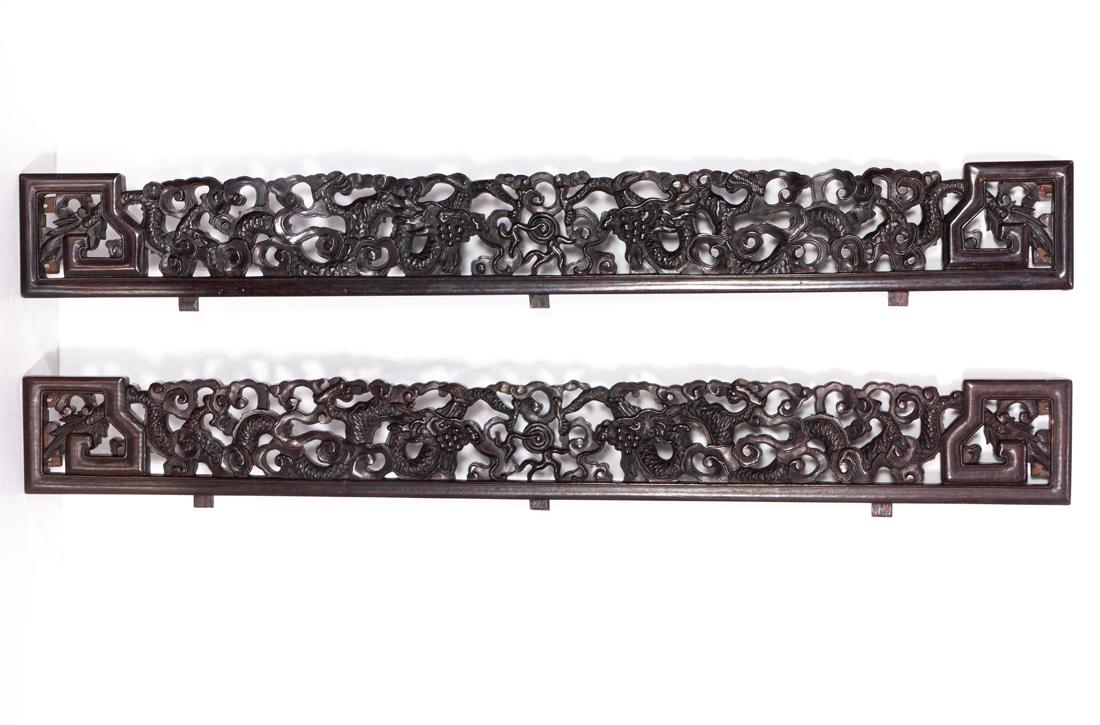 (lot of 2) Chinesecarved  hardwood furniture elements (1 of 1)