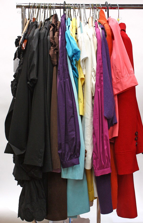 Bebe Fashion, Separates, Suits, 0-2 US: (Lot of 41) Collection of ladie's Bebe suits, jackets, and separates, all size 0-2 US (XS-S), including a red wool short pea coat; a pink sateen belted trench; black three piece suit consisting of fit