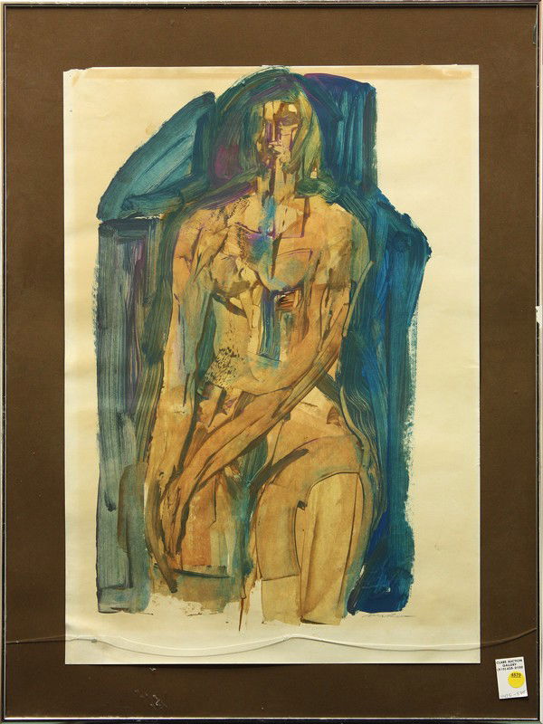 Painting, Mirko Basaldella, Seated Nude: Framed Tempera on paper, Seated Nude, by Mirko Basaldella (American, 1910-1983) signed ''Mirko'' lower right, overall: 32.25''h x 24.25''w
