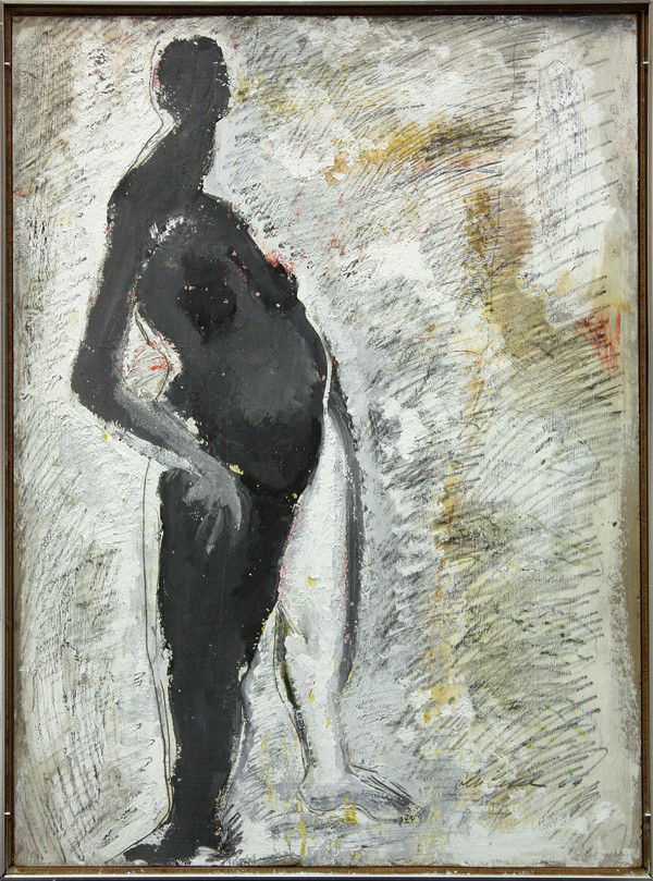 Mixed Media, Ralph DuCasse, Flo Allen: Framed oil and graphite on paper, Flo Allen, by Ralph Du Casse (Californian, 1916-2003), signed ''Du Casse'' lower right, overall: 21.25''h x 15.75''w