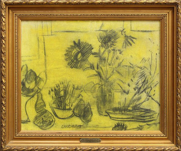Painting, Pascal Cucaro, Artists Vision: Framed oil on canvas, ''Artists Vision,'' by Pascal Cucaro (Californian, 1915-2004), signed lower center, titled on artist placard lower center, overall: 21.5''h x 25.5''w