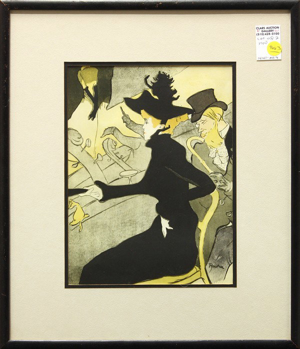 Lithographs, After Toulouse Lautrec: (Lot of 2) Framed lithographs, ''Reine de Joie'' and ''Divan Japonais,'' after Henri Marie Raymond Toulouse Lautrec (French, 1864-1901), pencil titled verso, overall: 17.75''h x 15.25''w each