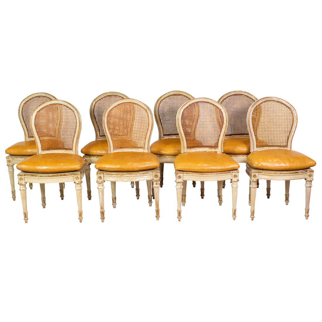 (Lot of 8) French polychrome decorated side chairs second half 19th century (1 of 3)