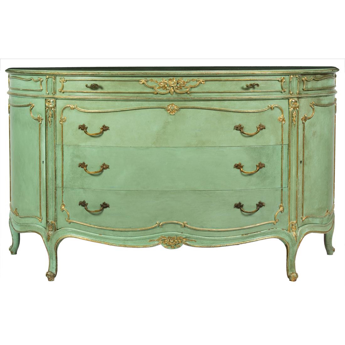 A Louis XVI style green painted commode (1 of 3)