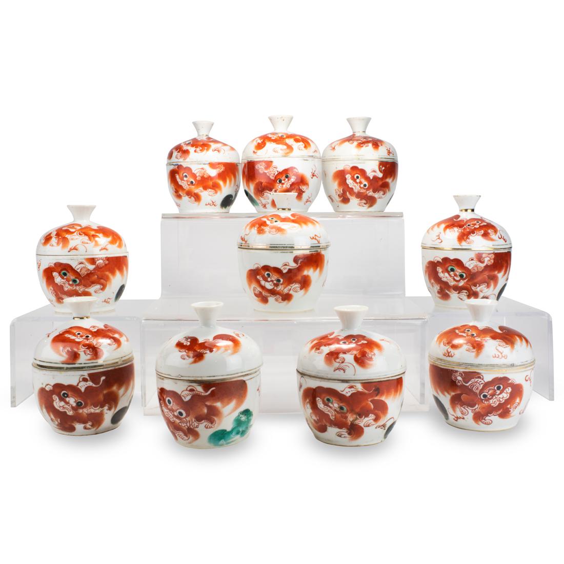 (lot of 10) Chinese iron-red fu lion jars (1 of 1)