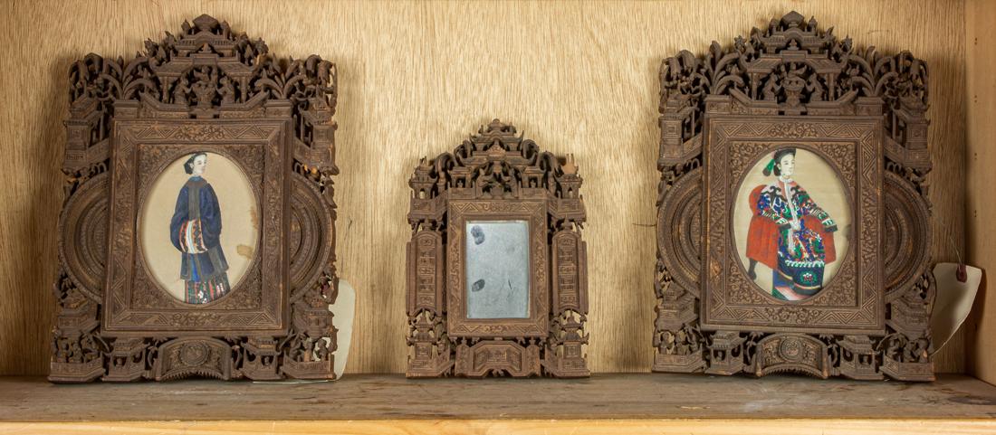(lot of 3) China export sandalwood picture frames (1 of 1)
